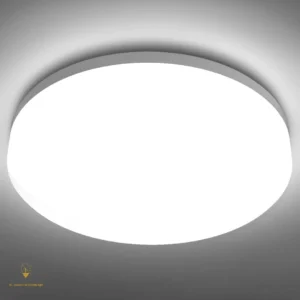 ثريا سقفية دائرية فضية بتصميم عملي وإضاءة متعددة الألوان (شمسي + أصفر + أبيض) — قطر 26 سم، 15 واط