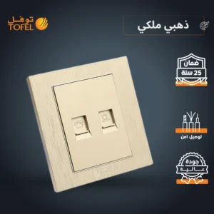فيش/منفذ كمبيوتر مع مدخل هاتف — ذهبي ملكي (توفل)