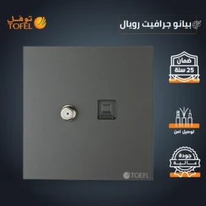 مقبس كمبيوتر مع منفذ دش — لون بيانو جرافيت رويال