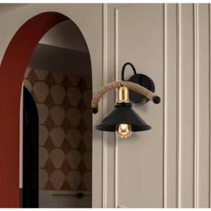 ابليك جداري مفرد بحبل وغطاء ستيل أسود