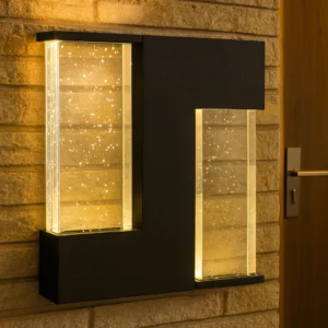 كشاف بوابة خارجي باللون الأسود - إضاءة صفراء