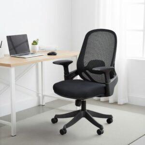 كرسي مكتبي مودرن دوار قابل للتعديل باللون الأسود