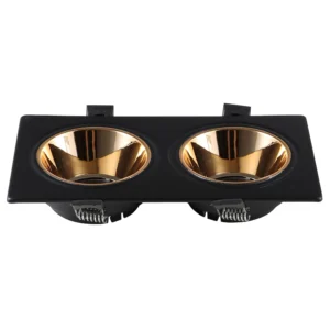 كشاف "مجوز بلس" متحرك — هيكل من الألمنيوم والحديد، أسود وذهبي، مضاد للوهج، مقاس 15×7 سم