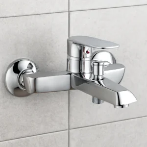 Round zinc-coated brass shower mixer with chrome-plated handpiece set