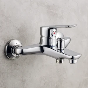 طقم خلاط دش من الزنك مع سماعة استحمام مستطيلة بطلاء كروم