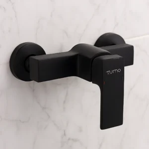 Square bidet mixer set in black