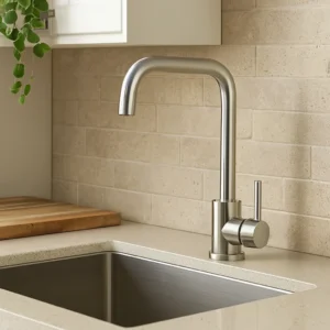 خلاط مجلى مستقيم من ستانلس ستيل مطلي بالكروم مع ليات