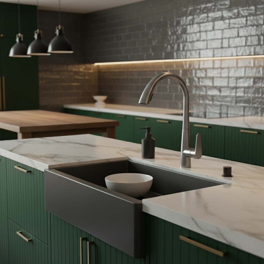 خلاط مجلى بفوهة سحب مخفية — فضي