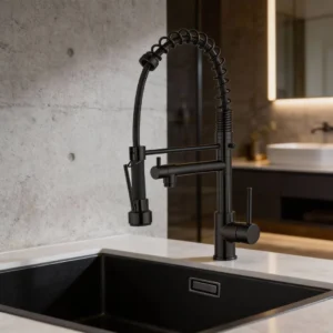 خلاط مجلى أسود بمخرجين ورأس سحب