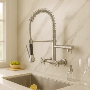 خلاط مطبخ جداري قابل للسحب — فضي