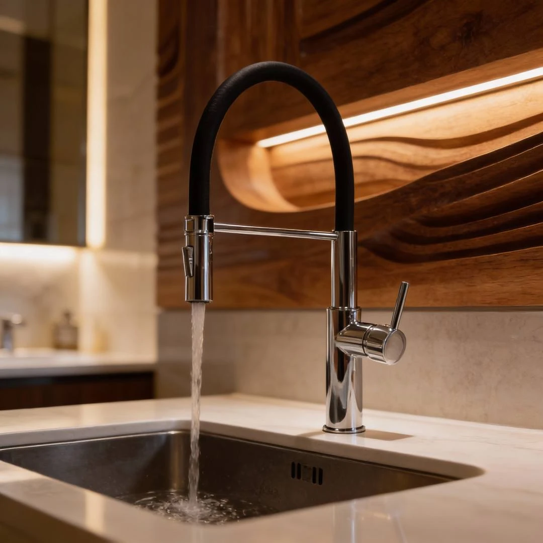 خلاط مطبخ فضي قابل للسحب