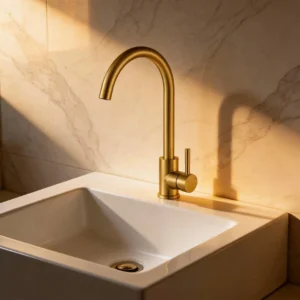 خلاط مجلى مائل من الستانلس ستيل بلون ذهبي مطفي مع ليات