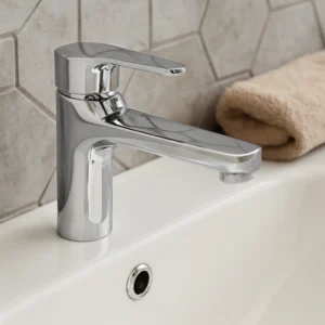 خلاط مغسلة كروم بيضاوي قصير مع ليات وهراب