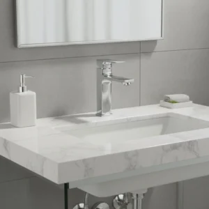 خلاط مغسلة قصير مربع كروم مع ليات وهراب