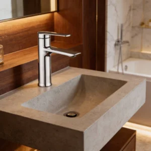 صنبور مغسلة كروم قصير مع ليّات