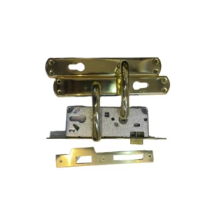 طقم قفل ومقابض باب داخلي بتصميم كلاسيكي مطلي بالذهب مع آلية غلق معدنية قوية — تشطيب لامع (غير محدد)