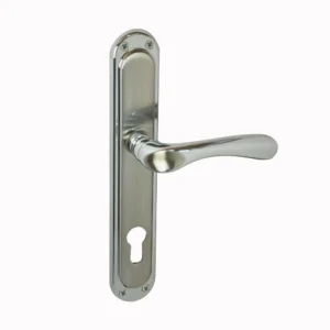 مقبض باب داخلي معدني بتشطيب كروم فضي ناعم للأبواب السكنية