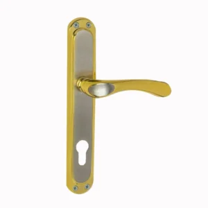 مقبض باب داخلي معدني بتشطيب ذهبي ورمادي أنيق — ذراع انسيابي مريح للأبواب السكنية