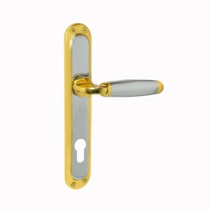 مقبض باب مع قفل أسطواني — نظام فتح وإغلاق للأبواب الداخلية بتصميم كلاسيكي ثنائي اللون وفاخر