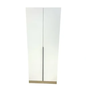 خزانة ملابس مودرن ببابين ومزودة بأرفف — بيج