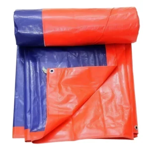 قماش شراع مقاوم للماء عالي الجودة — حماية خارجية متعددة الاستخدام — وجهان برتقالي وأزرق — مقاوم للمطر والشمس والحرارة