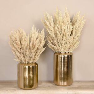 باقة بامباس صناعي في مزهرية ذهبية