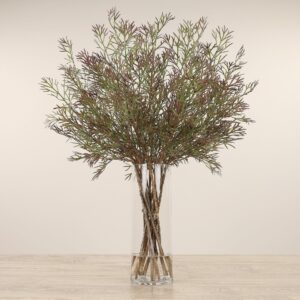 مزهرية زجاجية مع تنسيق خشب البتولا الفضي