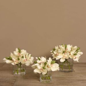 باقة زهور الزورقان في مزهرية زجاجية