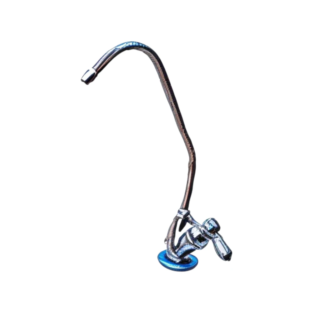 صنبور/بزبوز كرومي للاستخدام المنزلي — فوهة منحنية وتصميم مدمج بتشطيب كروم