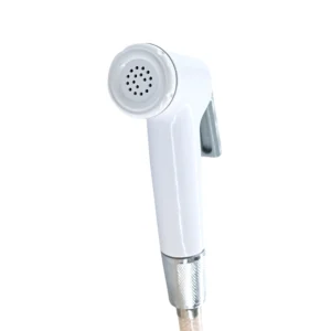 شطاف يدوي أبيض من البلاستيك مع خرطوم وقاعدة تثبيت — يوني فلو