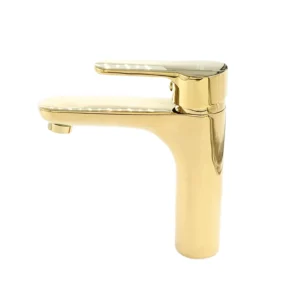 خلاط مغسلة حمام روزي — نحاس مطلي بالذهب، مقبض واحد