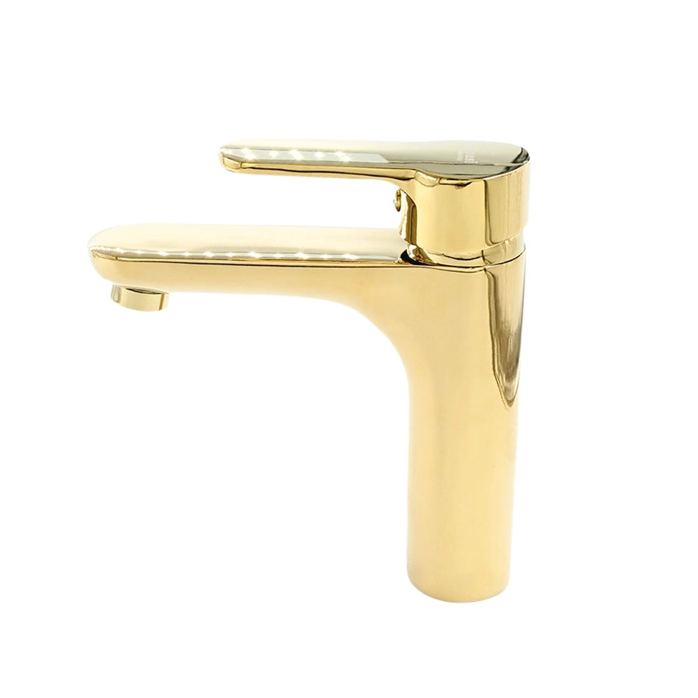 خلاط مغسلة حمام روزي — نحاس مطلي بالذهب، مقبض واحد