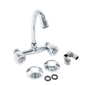 خلاط مطبخ جداري من شاهيني — تحكم مزدوج بالماء البارد والساخن بتشطيب كروم