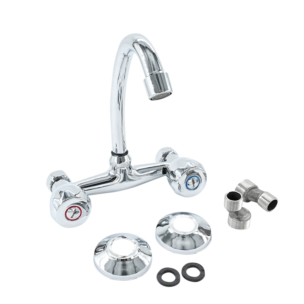 خلاط مطبخ جداري من شاهيني — تحكم مزدوج بالماء البارد والساخن بتشطيب كروم