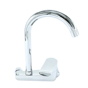 صنبور مطبخ جداري بمقبض واحد وتشطيب كرومي