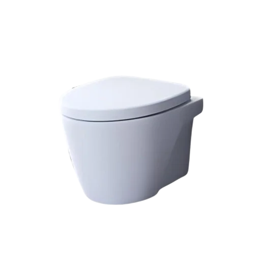 مرحاض معلق من الخزف السعودي بتصميم عصري وموفر للمساحة