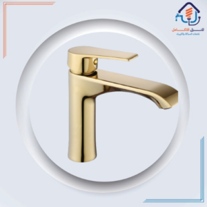 خلاط مغسلة قصير بتصميم كلاسيكي معتّق، مقاوم للصدأ — ذهبي أصفر