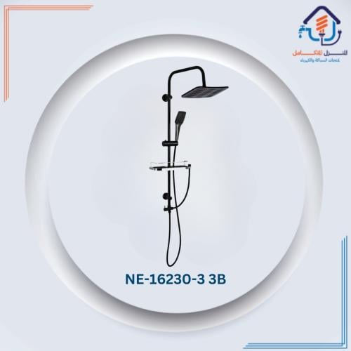 عامود دش مربع مع رأس ودش يدوي — أسود مطفي