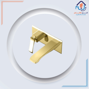 صنبور مغسلة جداري مخفي بتشطيب ذهبي لامع