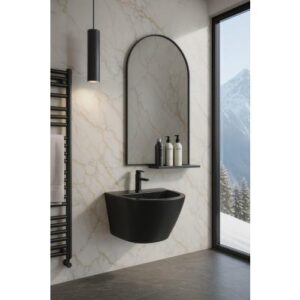 حوض حمام حائطي من البورسلان - أسود مطفي