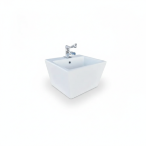 حوض غسيل جداري عصري باللون الأبيض