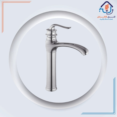 صنبور مغسلة مرتفع بتصميم فاخر، تشطيب كرومي مقاوم للصدأ بلون أصفر عتيق