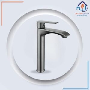 خلاط مغسلة مرتفع بتصميم فاخر - تشطيب كروم رمادي