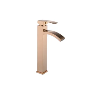 صنبور خلاط مغسلة طويل بتصميم مربع مقاوم للصدأ — لون أحمر معتق/ذهبي وردي