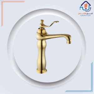 حنفية مغسلة مرتفعة بتصميم كلاسيكي بلون ذهب معتق ومقاومة للصدأ