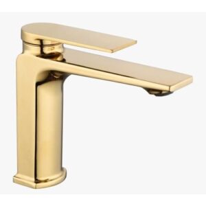 صنبور مغسلة بتصميم راقٍ مقاوم للصدأ بلون ذهبي