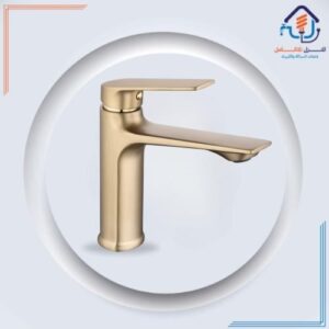 حنفية مغسلة بارتفاع عالي بتصميم كلاسيكي ومقاومة للصدأ — أصفر معتّق