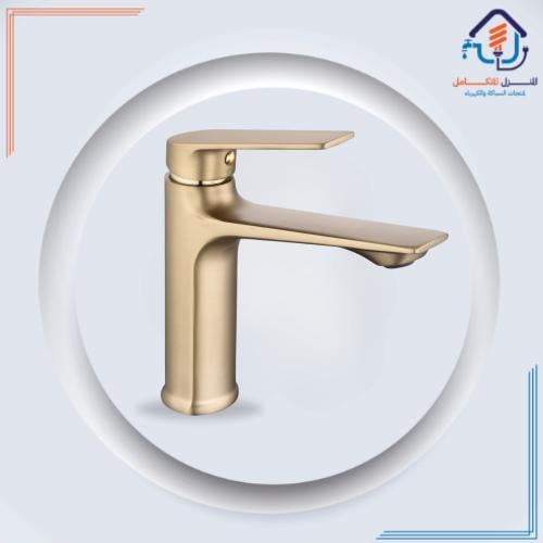 حنفية مغسلة بارتفاع عالي بتصميم كلاسيكي ومقاومة للصدأ — أصفر معتّق