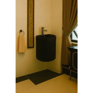 حوض مغسلة سيراميكي مربع بتصميم عصري — أسود مطفي