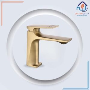 صنبور مغسلة قصير بتشطيب أصفر عتيق ومضاد للصدأ